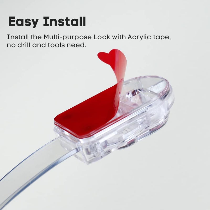 Eudemon 3 Pack Child Safety Locks, Childproof Strap Locks for Drawers, Fridges, Toilets, Cupboards, Ovens, Cabinets, Multi Use Baby Cabinet Latches, Easy to Install, No Drilling (Transparent) - Image 4